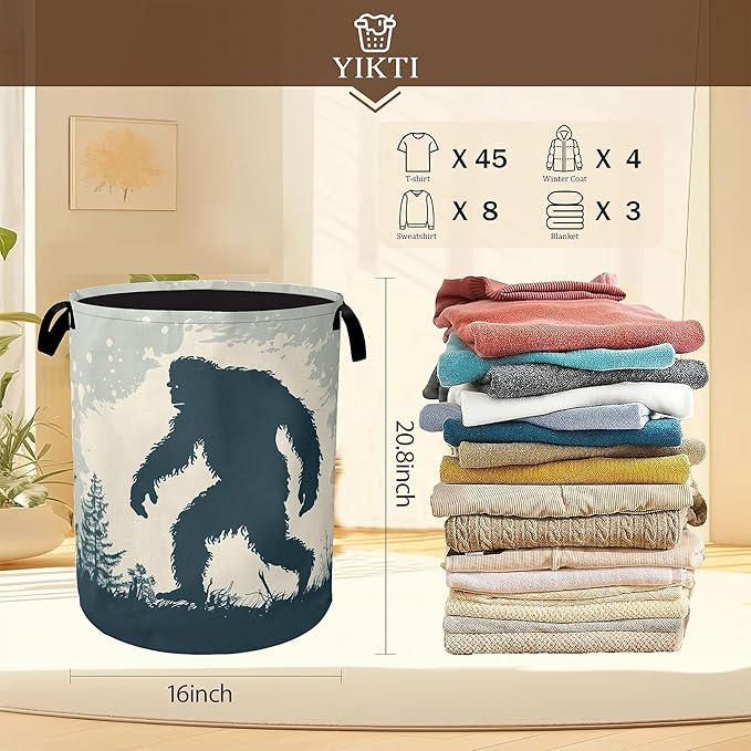 Big Foot Laundry Hamper,Retro Forest Collapsible Laundry Baskets,Waterproof Oxford Cloth Laundry Room Organization for Bedroom,Bathroom,Nursery,16x20 Inch
