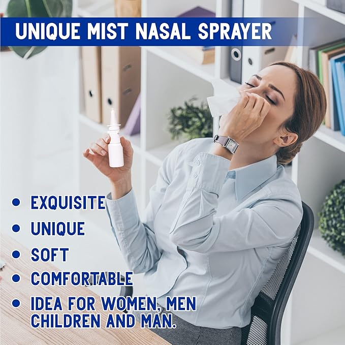 Jully 3-Pack 20ML Unique Mist Nasal Sprayer - Empty Refillable Pump Sprayer for Nose, Medical, Home Remedy, Saline. Improved Modern Design, Sturdy HDPE Plastic, Easy to Use Dosage Mechanism