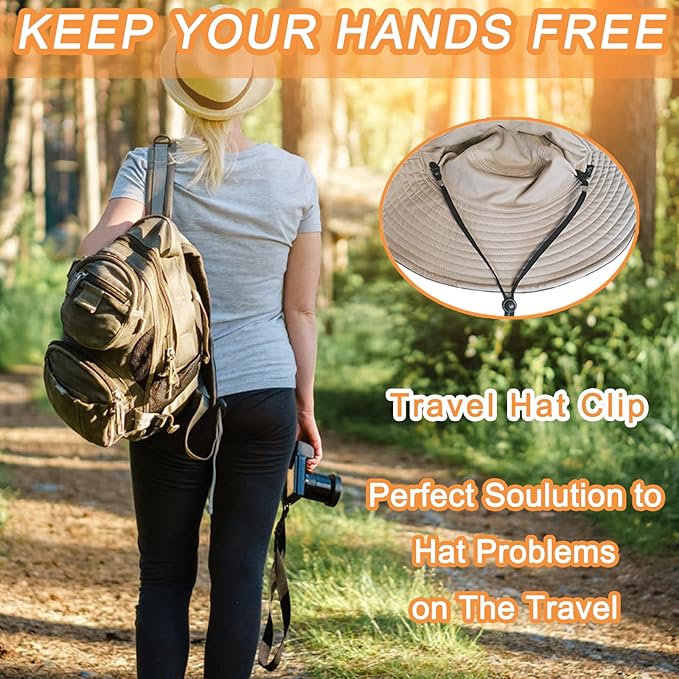 5 Pieces Adjustable Hat Strap Clips Windproof Anti-Loss Cap Strap Clips Hat Chin Cord for Travel, Golfing, Fishing