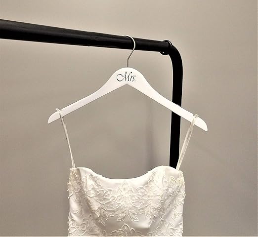 NAHANCO MRSMRS20117 Same Sex, Gay Pride Hanger Set, White Wood Hangers with Black Imprint (Mrs. and Mrs.), 17” (2-Piece Set)