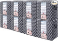 WISELIFE Storage Bags 8 Pack/100L Large Blanket Clothes Organization and Storage Containers for Comforters,Bedding, Foldable Organizer with Reinforced Handle, Clear Window, Sturdy Zippers,Gray