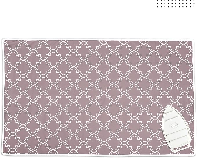 Encasa XO Ironing Mat/Pad (Large 48"x28") with 3mm Padding & Silicone Iron Rest for Steam Pressing on Tabletop or Bed - Heat Resistant, Portable, Quilting & Travel Blanket - Mauve Tiles