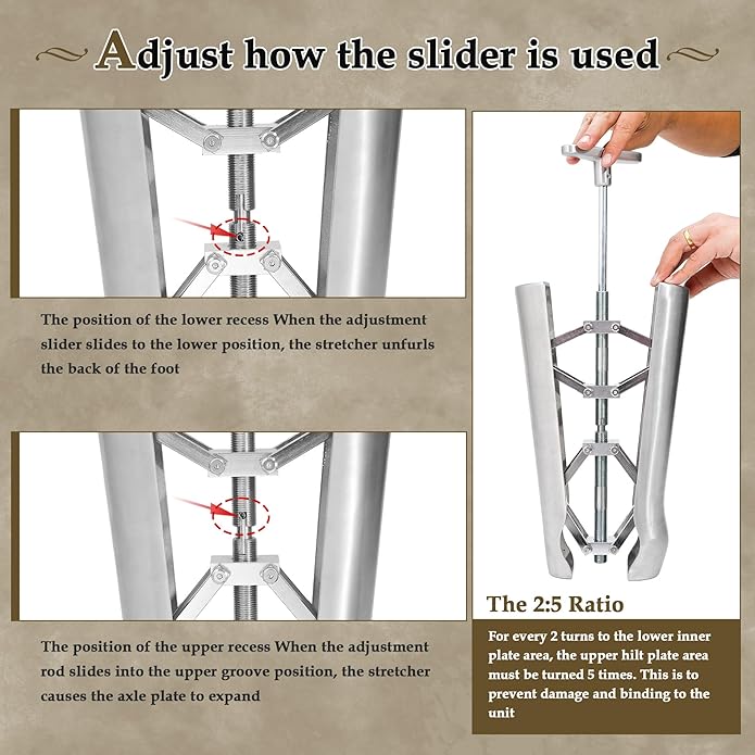 Professional Cast Aluminum Boot Stretcher for Instep & Shaft, Adjustable Boot Expander Tool for Tight Leather Boots & Relieves Tightness on Ankle, Calf & Toe Box.