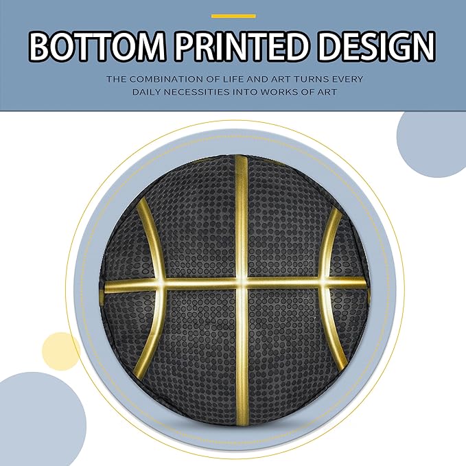 Black And Gold Basketball Laundry Basket Foldable Oxford Cloth Funny Tote Bag Laundry Hamper Clothes Storage Bucket Toy Organizer For Bathroom/Laundry Storage/Bedroom 18.9x16.5 Inch