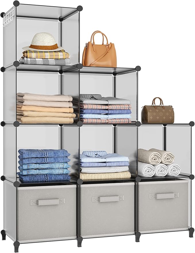 HOMIDEC 9 Cube Storage Organizer, Cubes Shelves for Living Room, Grey