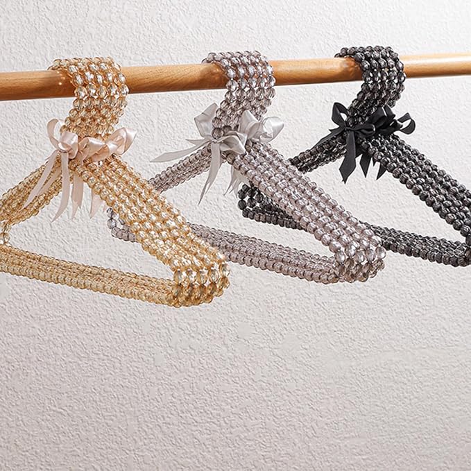 16 inch Pearl Hanger Cute Ribbon Bow Hanger Metal Elegant Clothes Hangers for Wedding Dress Photographing or Decorate Your Closet (5, Gold)