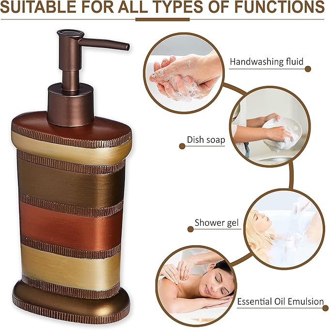 Zahari Home Contempo Stylish Soap Dispenser Set - Modern Print Design for Kitchen and Bathroom - Lotion Pump, Dish Soap, Hand Sanitizer, Hand Soap - Cute and Practical