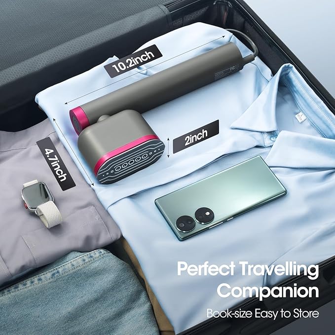 Travel Clothes Steamer, Powerful 1200W Handheld Garment Steamer, 15s Fast Heat-Up & 10-Min Continuous Steam, Mini Portable Iron with 5-in-1 Wrinkle Remover Kit (110V Only)