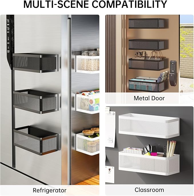 Magnetic Shelf for Washing Machine Laundry Room Magnetic Organizer Laundry Shelves Organizer Washing Machine Shelf Hanging Basket Storage Magnet Fridge Shelves (Black, L13.78in*W5.12in*H3.94in)