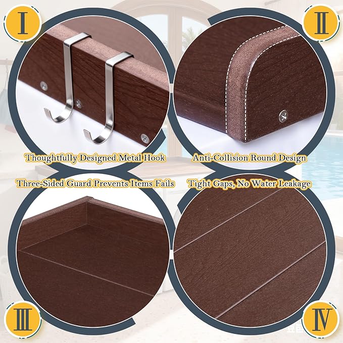 HDPE Washer Dryer Countertop, 54" x 27" Laundry Countertop with 2 Hooks & Non-Slip Pads, Washer and Dryer Topper for Laundry Room Organization, No-Installation(Brown)