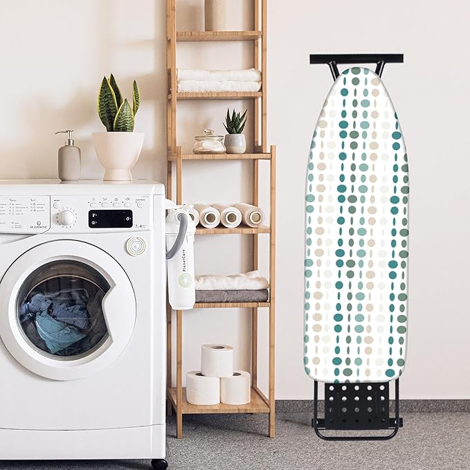 BNDX Heat Resistant Ironing Board Cover and Pad - Extra Thick and Durable Padding,Full Size and Stain - Upgrade Drawstring Tightening - Easy Installation to 15x54