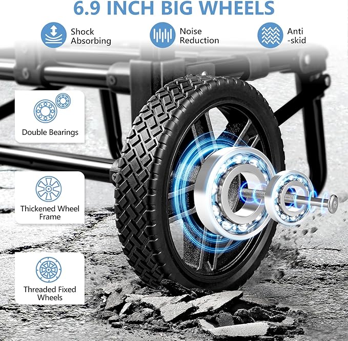 KEDSUM 2 in 1 Folding Shopping Cart, Grocery Cart on Wheels with Waterproof Basket, 330 LBS Large Capacity Heavy Duty for Shopping, Grocery, Laundry, Foldable Collapsible & 6.9" Wheel, Lightweight