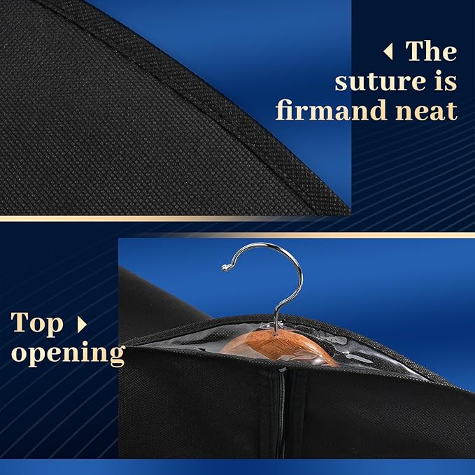 Lzerking Premium Garment Bag 8-Pack, 43 Inch Garment Bags for Hanging Clothes, Suit Bags for Travel with Clear Window, Sweater, Coat & Suit Storage