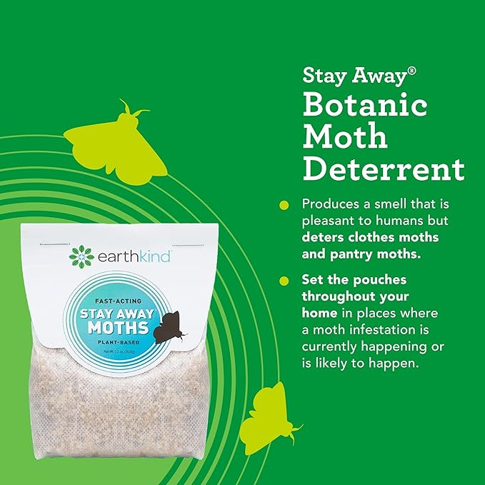 EarthKind Stay Away Moths - Moth Deterrent for Closet, Pantry & More - DIY Pest Control Pouches for Moths - with Cedarwood Oil & Geranium Oil - 12-Pack