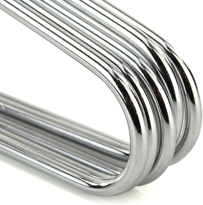 Hangerworld 10 Pack Anti-Theft Security Hangers - 17inch Heavy Duty Silver Chrome Metal Hanger for Hotels, Retail and RVs