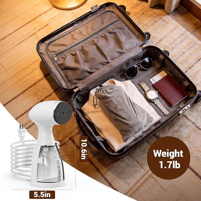 Handheld Steamer for Clothes Wrinkle Removes,110V to 220V Garment Steamer for Multiple Countries,1000W,Large Water Tank 450 ML,10 FT Power Cord,35s Fast Heating,30Min Auto Power-Off Safety Design