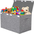 VERONLY Collapsible Toy Storage Bin with Lid, 82L Large Capacity - Gray Neutral Space-Saving Organizer for Playroom, Bedroom & Nursery, Foldable Design