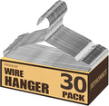 Stainless Steel Silver Metal Coat Hangers with Non Slip Notch - Ultra Thin Space Saving Wire Hangers, 30 Pack (16.5 Inch)