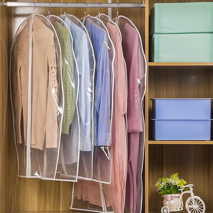 47" Clear Garment Bags for Hanging Clothes,Dustproof Suit Bag for Closet Storage,Transparent Plastic Garment Clothes Suit Cover Bags with Zipper for Coats (10 Pack - Clear 47")