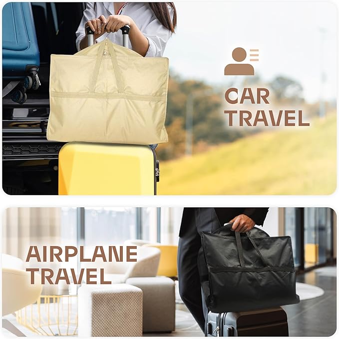 43" Travel Garment Bag with Accessories Zipper Pocket, Heavy Duty Suit Bag for Suits, Tuxedos, Dresses, Coats, Beige, 1 pack