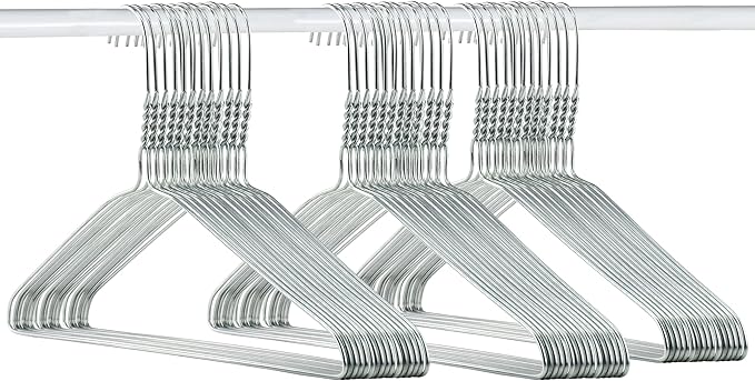 | 50-Pack of Sleek 18-Inch 14.5-Gauge Metal Hangers | Premium Quality, Space-Saving Design, Durable Steel Construction for Effortless Organization, White