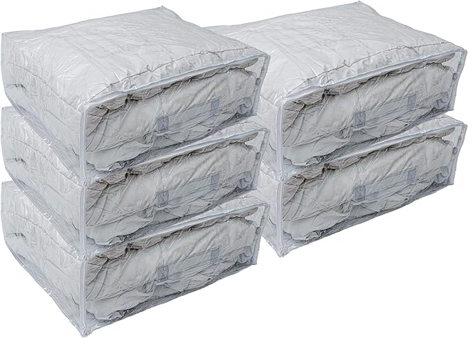 Set of 5 Clear Vinyl Zippered Storage Bags 22 x 18 x 7.5 Inch With Handle