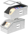 Hat Organzier for Baseball Caps - 2 PCS Stackable Hat Storage Holder Holds up to 26 Caps for Closet, Dust-Proof Hat Boxes Container with Clear Window for Home