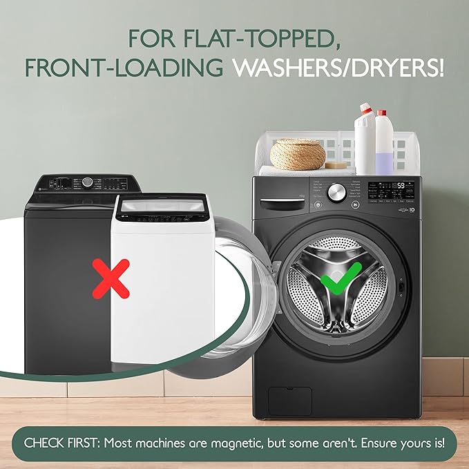 Eltow Laundry Guard with Silicone Gap Cover – Magnetic Fence for Washer and Dryer with 8 Strong Magnets – Prevents Clothes from Falling – Fits Most Machines – Laundry Room Accessory (White)