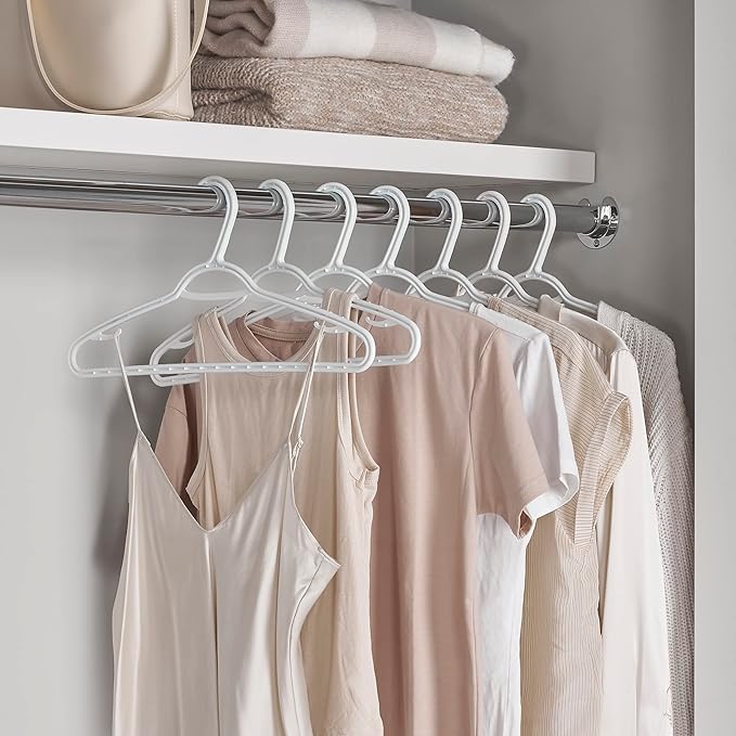 Set of 30 Slim Clothes Hanger by Neatfreak! - Space Saving Hangers for Clothes, Pants, Lingerie and Accessories - Robust White Plastic Hangers with Hooks and Pants Bar - 30 Pack
