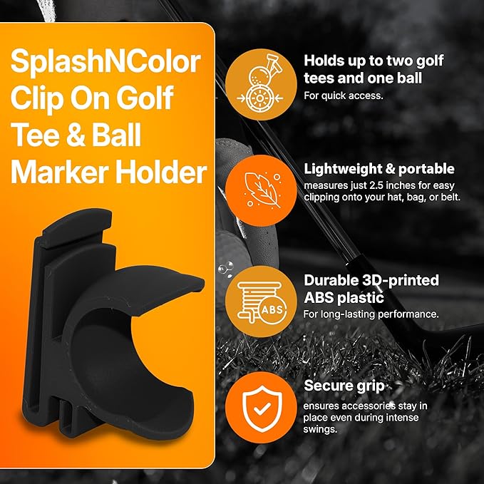 SplashNColor Golf Ball and Tee Holder with Clip – ABS Golf Tee Organizer for Bag, Durable Golf Accessory for Men & Women, Compact Ball and Tee Holder for Golf Enthusiasts - White 3 Pack - 1 Slot Each