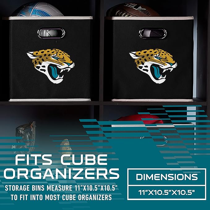 Franklin Sports NFL Storage Bins - Collapsible Cube Container + Basket - NFL Office, Bedroom + Living Room - 11"x11"