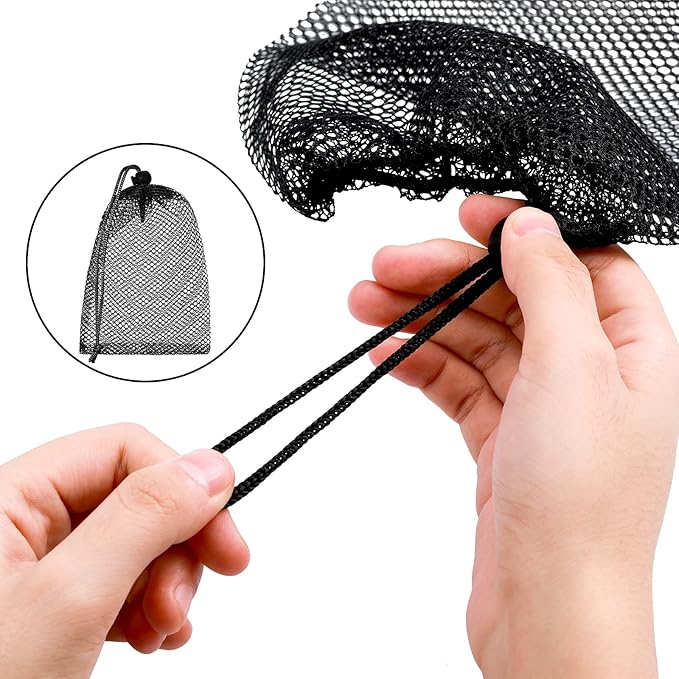 TecUnite 10 Pcs Mesh Laundry Bags with Drawstring Multicolor Mesh Sack Bag Nylon Gift Dishwasher Bag with Sliding for Storage Clothes Socks Jewelry Gifts Toys Fruit(11.8 x 7.5 Inch,Black)