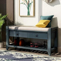 Harper & Bright Designs TREXM Shoe Rack with Cushioned Seat and Drawers, Multipurpose Entryway Storage Bench (Antique Navy)