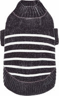 Blueberry Pet Cozy Soft Chenille Classy Striped Dog Sweater in Chic Grey, Back Length 16", Pack of 1 Clothes for Dogs