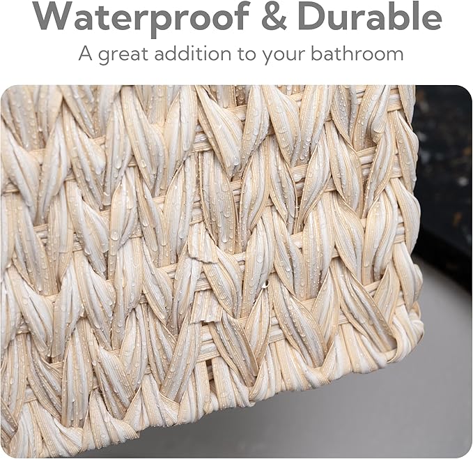 GRANNY SAYS Wicker Baskets for Organizing, Wicker Storage Basket for Shelf, Woven Baskets Oraganizer, Waterproof Vanity Basket for Towel, Home Organization, 3-Pack