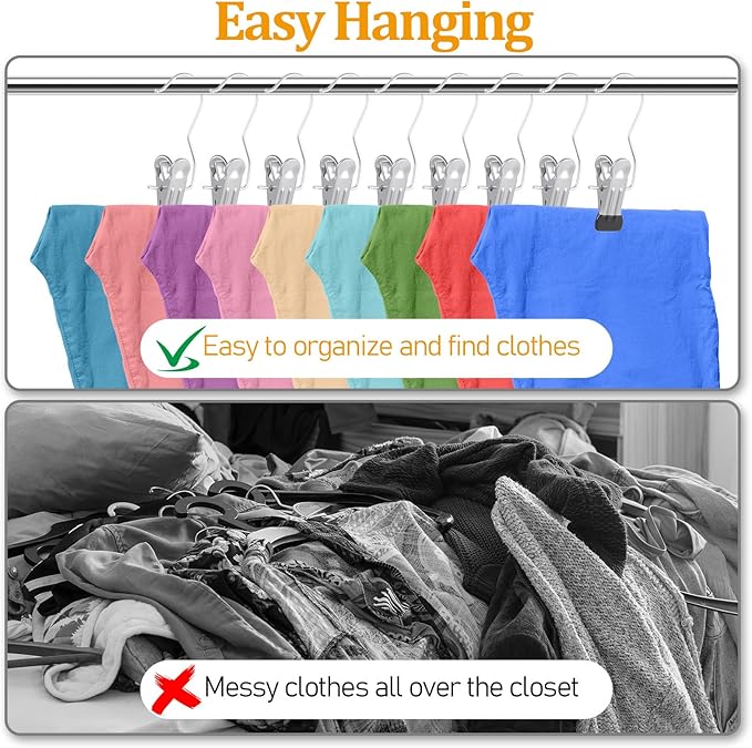 Legging Organizer for Closet, Yoga Pants Hangers 50 Pack Hanging Clips Coated Clips for Leggings, Hanger Space Saving Closet Organizers and Storage for Skirt, Shorts, Hats, Towel, Boot, Jeans