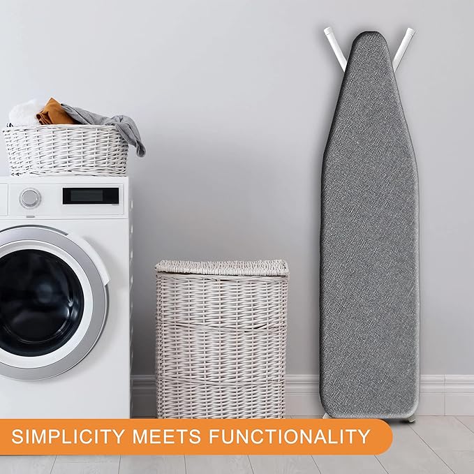 Ruibo Ironing Board Cover and Pad Extra Thick Heavy Duty Padding 4 Layers, Scorch and Stain Resistant,Elastic Edge Fit Standard Size 15x54 Inch/Silver