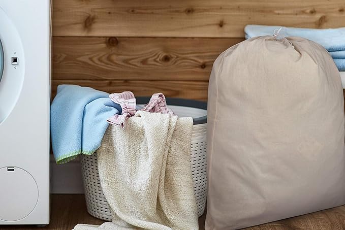 Urban Villa Laundry Bags 1-Pack 28”x36" Extra-Large Cotton Canvas Heavy Duty Washable Durable Travel Laundry Sacks with Drawstring Closure Reusable Hamper Liners for Dirty Clothes Delicates & Lingerie