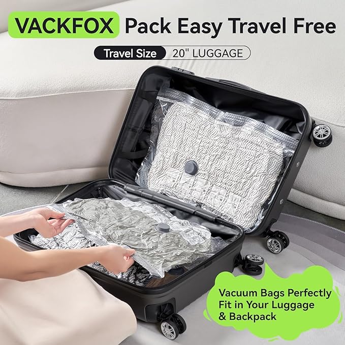 Travel Vacuum Storage Bags with USB and TYPE C Pump, 9 Pack Carry-On Size Compression Packing Bags for Luggage and Suitcase, Space Saver for Clothes and Clothing Travel（Green）