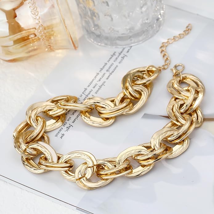 Chunky Gold Necklace for Women Gold Evil Eye Cowboy Pendant Necklace Dainty Paperclip Chain Vintage Luck Amulet Choker Necklaces Celestial Jewelry Gift