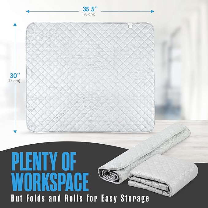 Houseables Ironing Mat, Ironing Pad, Iron Mat, Iron Pad, Dryer Top Protector, Magnetic, Portable, Blanket Cover for Table Top, Countertop, Washer, Travel Board, Quilting, Cloth, Wide, Thick, 36 x 30