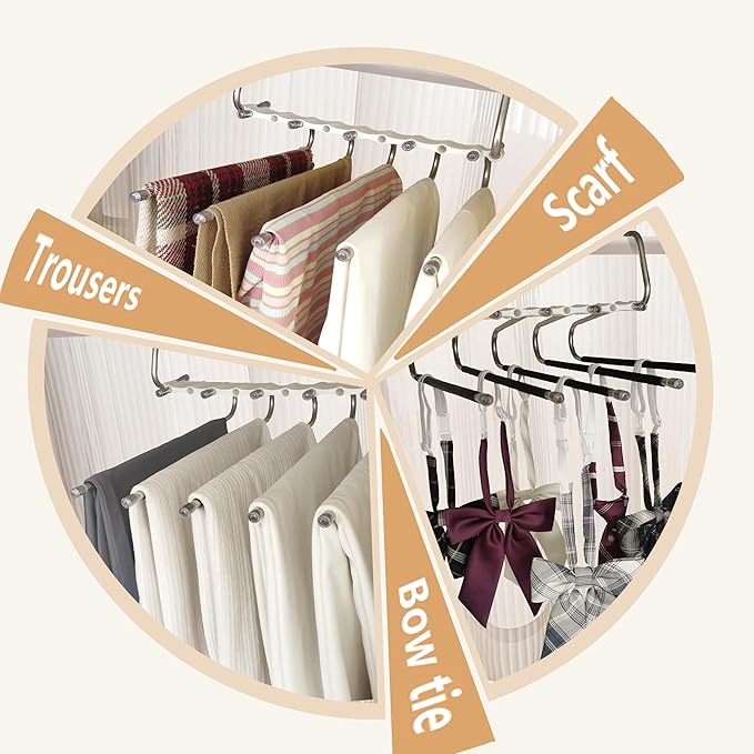 Pants Hangers Space Saving 2packs Metal Closet Organizer,Clothes Jean Hanger,Anti-Slip Design,Closet Organizers and Storage for Skirts Scarf Legging