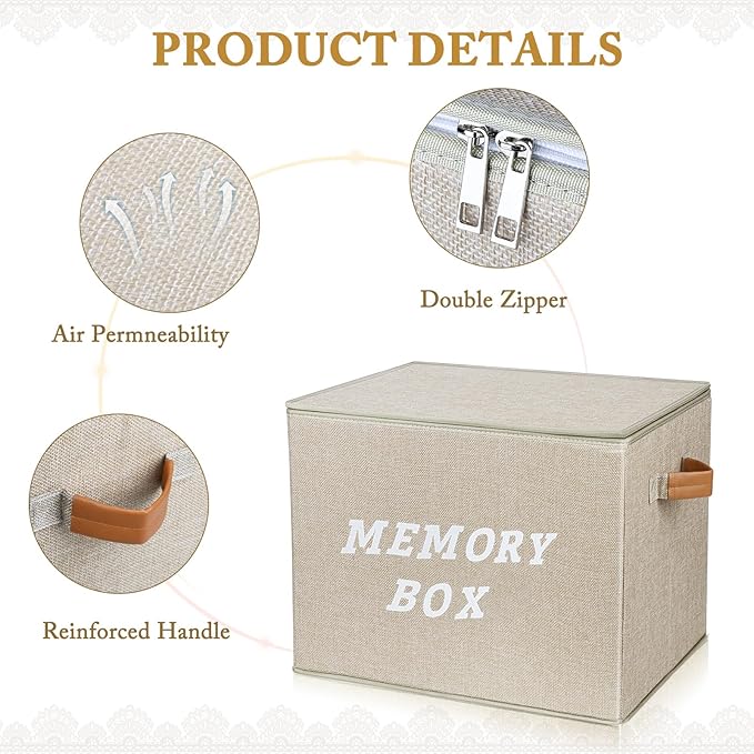 Lukeline Memory Box for Keepsake, Decorative Keepsake Bin with Handles,Memory Box Keepsakes Gift for Anniversary, Wedding, Birthday, Valentines Day