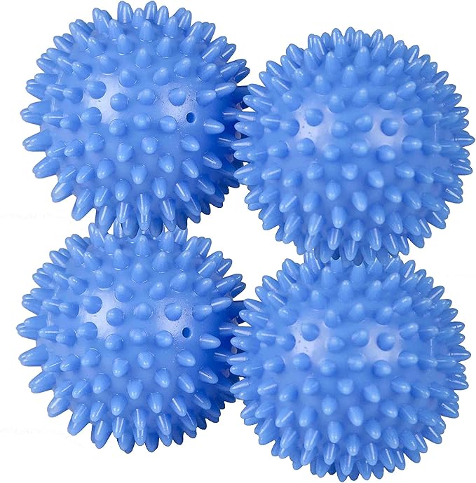 Sunbeam Plastic Dryer Balls Laundry Fabric Softener, Blue (4 Pack)