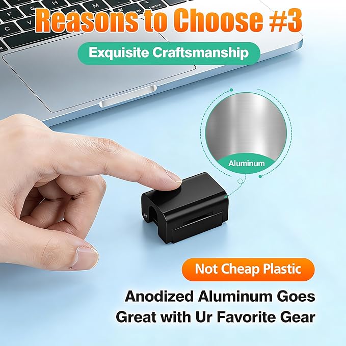 AGVEE 6 Pack Magnetic Cord Organizer Clips, 10mm Ultra-Thin Aluminum Cable Management Holder, 2 Pairs of Strong Magnets Keeper for Home Desk Office Gadgets Accessories, Residue-Free Tape, Black