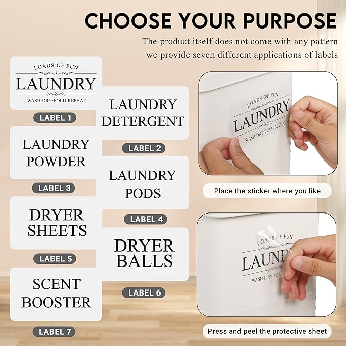 3-Set Laundry Room Organization and Storage | Modern Farmhouse Laundry Room Decor | Laundry Container for Organizing Laundry Pods, Laundry Powder, Dryer Sheets, Dryer Balls, Cream White