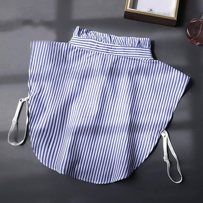 GUZOSJO Blue Striped Detachable Collar Shirt,Dickey Half Blouse False Collar for Lady Girls Men
