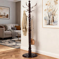 73”Vintage Wooden Coat Rack，With 14 Hooks and Sturdy Round Base.Sturdy and Durable Standing Coat Racks，Adjustable Wooden Freestanding Coat Rack for Porch，Bedrooms (Metal, 1 PCS)