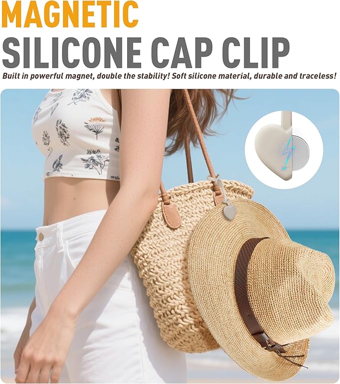 Nearockle Magnetic Hat Clip for Travel on Bag, 2026 Silicone Hat Clips Adjustable Sunhat Holder, Vacation Travel Essentials