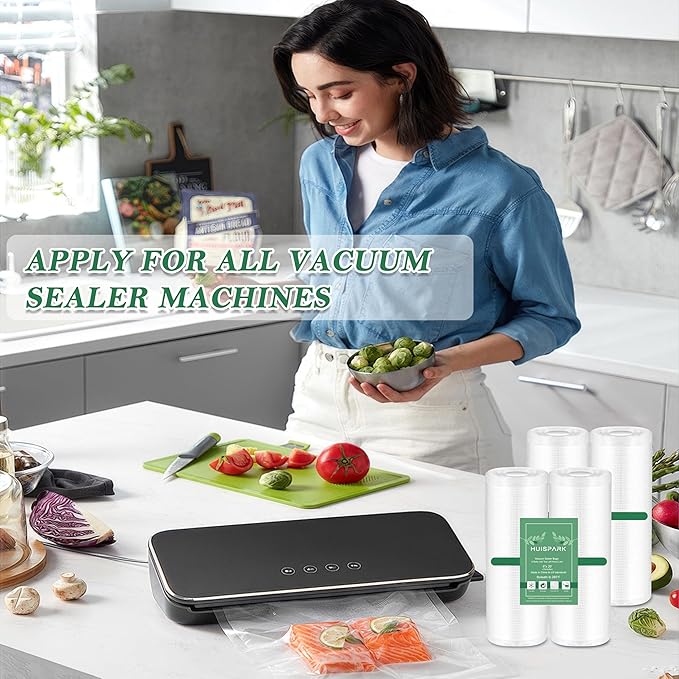 Pre-Cut Perforated Vacuum Sealer Bags Rolls 6x8 Inch,Heavy-Duty Vacuum Sealer Roll Bags 4 Rolls 120 Tear Off Bags,Easy-Tear Food Grade Storage Bags for Sous Vide, Freezer & Meat (BPA Free)